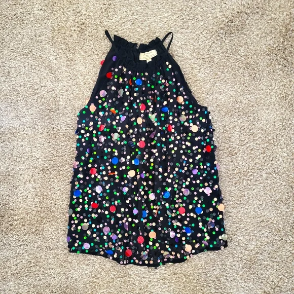 NWOT Anthro Moulinette Soeurs Sequin High Neck Tank - Picture 2 of 4